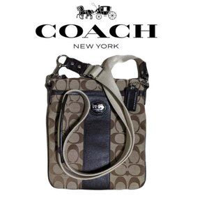 Coach Brown Leather and Canvas Messenger Cross-Body Bag